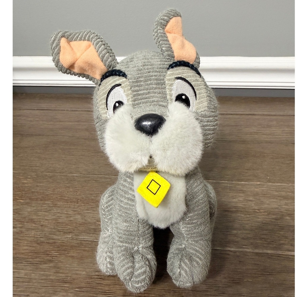 Disney Lady and the Tramp Plush Tramp Puppy Dog Grey Ribbed